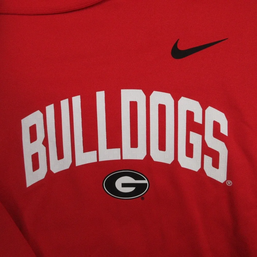 Georgia Bulldogs Sweater Mens Medium Red Hoodie Sweatshirt Nike Therma On Field